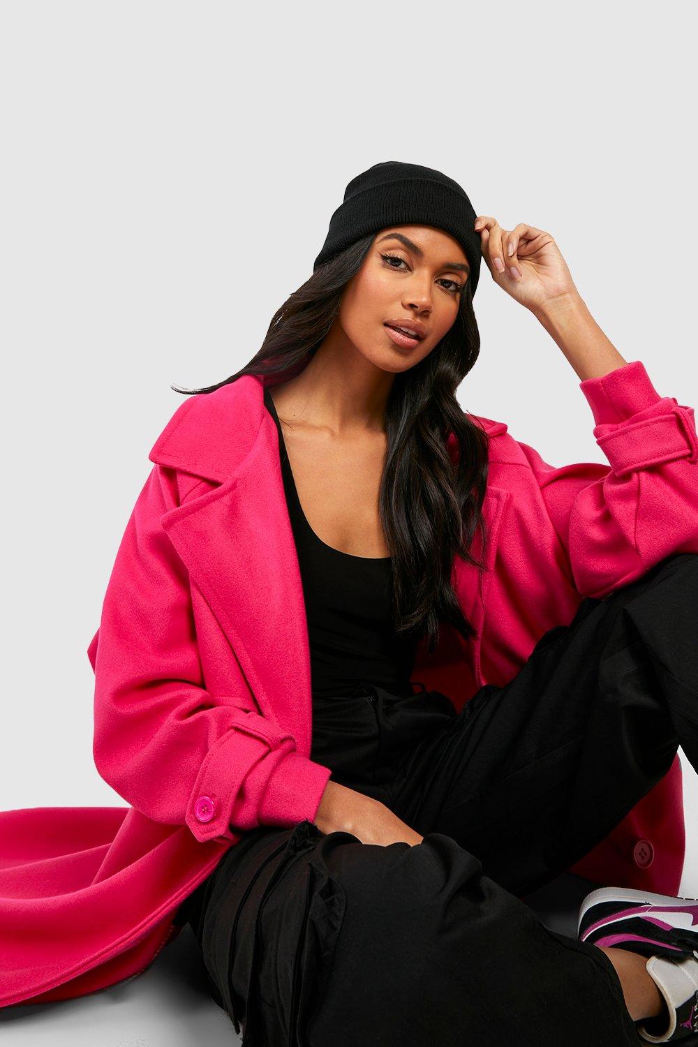 Bright pink wool coat online